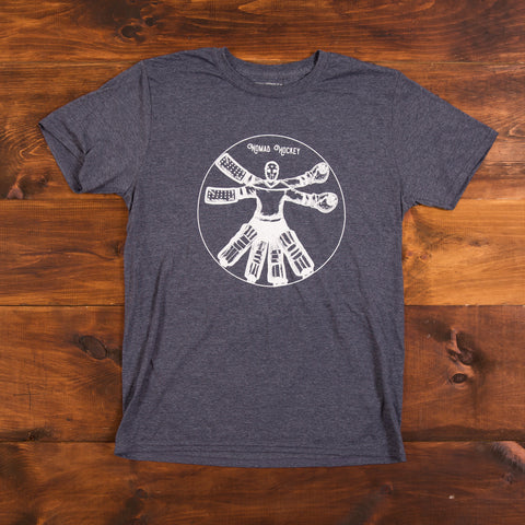 Vitruvian Goalie T-Shirt - Heather Navy/Oxblood