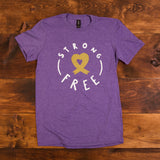 Strong & Cancer Free - Women’s T-Shirt Black/Heather Purple - CLEARANCE