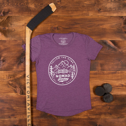 Women's Nomad Hockey T-Shirt - Heather Aubergine/Heather Blue/Black